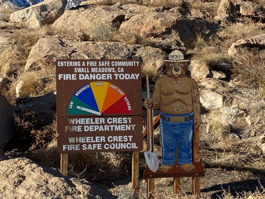 Photograph of the fire danger level warning sign. 